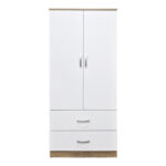 Double-leaf wardrobe with 2 drawers Alvia white with sonoma 80x51.5x180cm - Слика 5