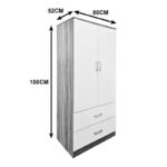 Double-leaf wardrobe with 2 drawers Alvia white with sonoma 80x51.5x180cm - Слика 6