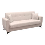 Sofa Bed Modesto three seater with storage space beige fabric 215x84x83cm