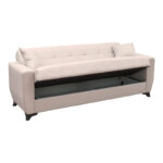 Sofa Bed Modesto three seater with storage space beige fabric 215x84x83cm - Слика 3