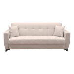 Sofa Bed Modesto three seater with storage space beige fabric 215x84x83cm - Слика 4