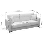 Sofa Bed Modesto three seater with storage space beige fabric 215x84x83cm - Слика 5