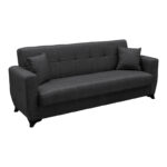 Sofa Bed Modesto three seater with storage space grey fabric 215x84x83cm