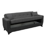 Sofa Bed Modesto three seater with storage space grey fabric 215x84x83cm - Слика 3
