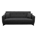Sofa Bed Modesto three seater with storage space grey fabric 215x84x83cm - Слика 4