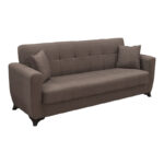Sofa Bed Modesto three seater with storage space brown fabric 215x84x83cm