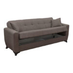 Sofa Bed Modesto three seater with storage space brown fabric 215x84x83cm - Слика 3