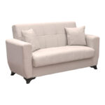 Sofa Bed Modesto two seater with storage space beige fabric 155x84x83cm