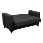 Sofa Bed Modesto two seater with storage space grey fabric 155x84x83cm - Слика 2