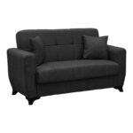 Sofa Bed Modesto two seater with storage space grey fabric 155x84x83cm