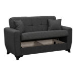Sofa Bed Modesto two seater with storage space grey fabric 155x84x83cm - Слика 3