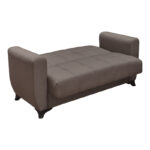Sofa Bed Modesto two seater with storage space brown fabric 155x84x83cm - Слика 2