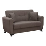 Sofa Bed Modesto two seater with storage space brown fabric 155x84x83cm