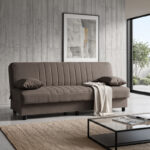 Three seater sofabed Romina with storege space dark grey fabric 180x75x85cm