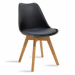 Chair Gaston PP and PU color black with wooden legs in natural finish 43x51x75cm