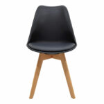 Chair Gaston PP and PU color black with wooden legs in natural finish 43x51x75cm - Image 4