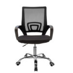 Recline office chair Berto with black mesh fabric and chrome base 60x48x85-95cm - Image 5