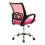 Berto recline office chair with mesh fabric in pink shade and chrome base 60x48x85-95cm - Image 2