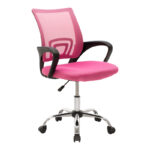 Berto recline office chair with mesh fabric in pink shade and chrome base 60x48x85-95cm