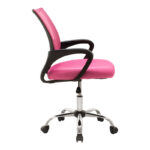 Berto recline office chair with mesh fabric in pink shade and chrome base 60x48x85-95cm - Image 3