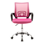 Berto recline office chair with mesh fabric in pink shade and chrome base 60x48x85-95cm - Image 4