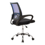 Berto recline office chair with mesh fabric in blue-black shade and chrome base 60x48x85-95cm - Image 2