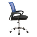 Berto recline office chair with mesh fabric in blue-black shade and chrome base 60x48x85-95cm - Image 3