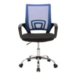 Berto recline office chair with mesh fabric in blue-black shade and chrome base 60x48x85-95cm - Image 4