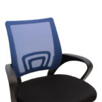 Berto recline office chair with mesh fabric in blue-black shade and chrome base 60x48x85-95cm - Image 5