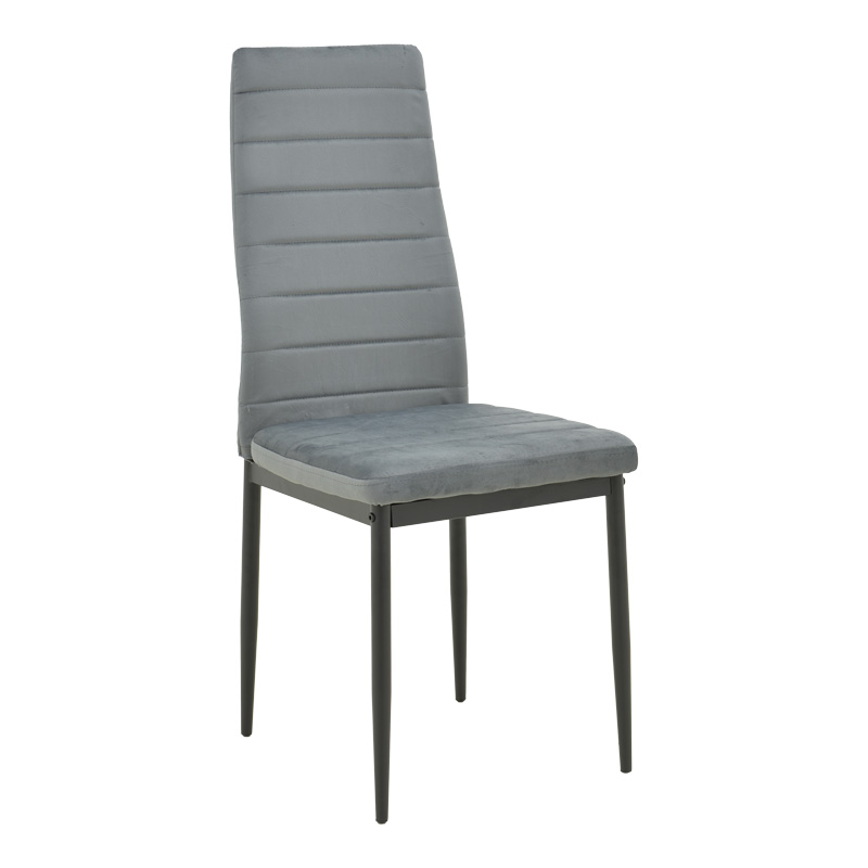 499-000046 Chair Parker grey velvet with black metal leg 41x48x96cm - Слика 1
