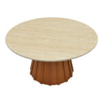 Coffee table Franzel sintered stone in travertine look-mdf walnut D80x40cm - Слика 3