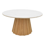 Coffee table Franzel sintered stone in marble look-mdf in natural shade D80x40cm - Слика 2