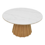 Coffee table Franzel sintered stone in marble look-mdf in natural shade D80x40cm - Слика 3