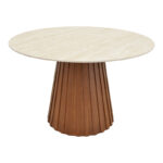 Dining table Franzel sintered stone in travertine look-mdf walnut D120x75cm - Слика 2