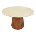Dining table Franzel sintered stone in travertine look-mdf walnut D120x75cm - Слика 3