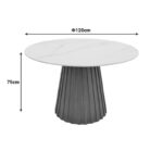 Dining table Franzel sintered stone in travertine look-mdf walnut D120x75cm - Слика 6