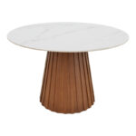 Dining table Franzel sintered stone in marble look-mdf in natural shade D120x75cm - Слика 2
