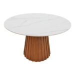 Dining table Franzel sintered stone in marble look-mdf in natural shade D120x75cm - Слика 3
