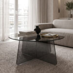 Coffee table Cleary tempered anthracite 8mm glass D70x45cm