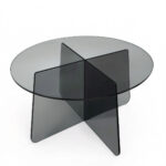 Coffee table Cleary tempered anthracite 8mm glass D70x45cm - Image 4