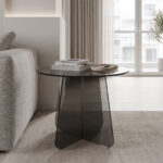 Side table Cleary tempered anthracite 8mm glass D50x45cm