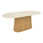 Dining table Karlino sintered stone in travertine look-mdf natural color 180x90x76cm - Image 2