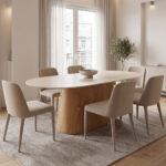 Dining table Karlino sintered stone in travertine look-mdf natural color 180x90x76cm