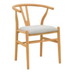 Wishbone chair rubberwood-fabric in natural-grey color 51x58x73cm