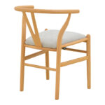 Wishbone chair rubberwood-fabric in natural-grey color 51x58x73cm - Image 3