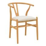 Wishbone chair rubberwood-fabric in natural-beige color 51x58x73cm