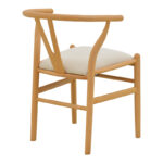 Wishbone chair rubberwood-fabric in natural-beige color 51x58x73cm - Image 3