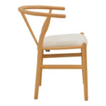 Wishbone chair rubberwood-fabric in natural-beige color 51x58x73cm - Image 4