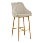 Bar stool Patrin beige velvet-natural color metal 49x48x98cm