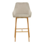 Bar stool Patrin beige velvet-natural color metal 49x48x98cm - Image 4